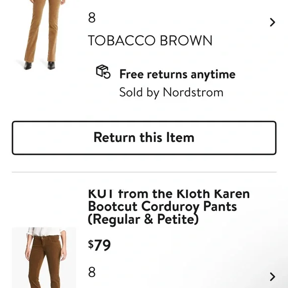 Kut from the Kloth Corduroy pants - Cognac size 8 - Picture 3 of 7